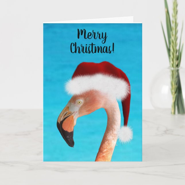 Joyeux Noël rose Flamant rose carte de Noël (Devant)