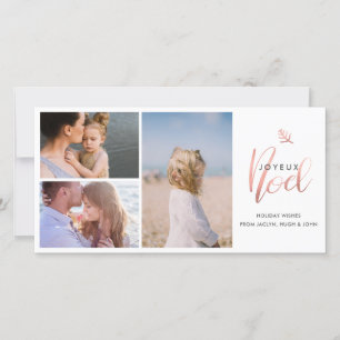 Joyeux Noel   Rose Gold Handwritten Holiday Photo Card