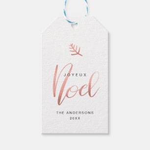 Joyeux Noel Rose Gold Modern Holiday Minimalist Gift Tags