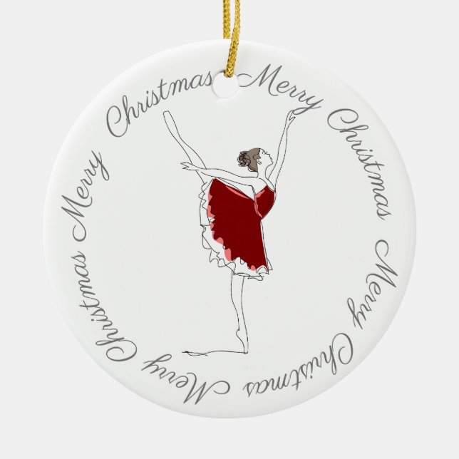 Joyeux Noël Rouge Ballerina Ornement (Devant)