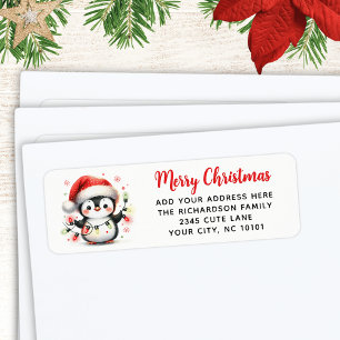 Joyeux Noël Rouge blanc mignonne pingouin avec lum