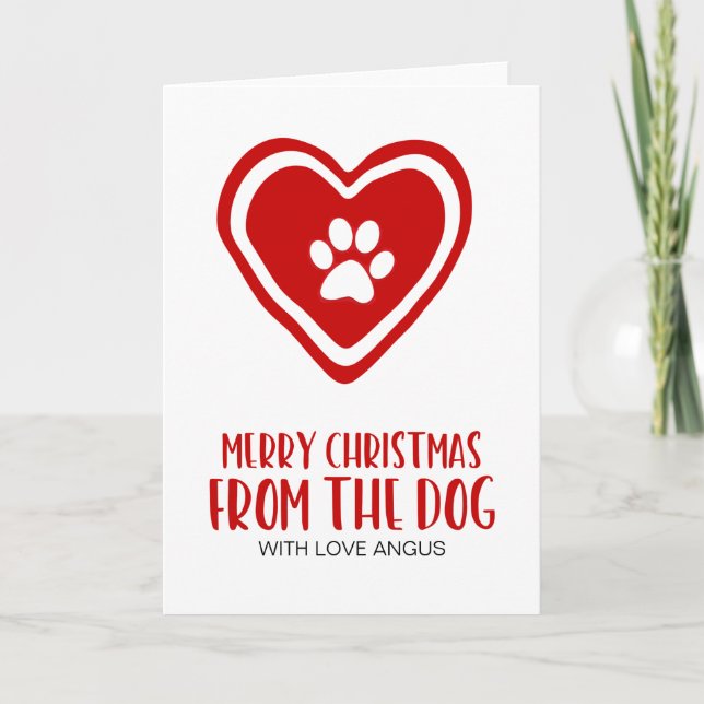 Joyeux Noël rouge de la carte de Noël de chien (Devant)