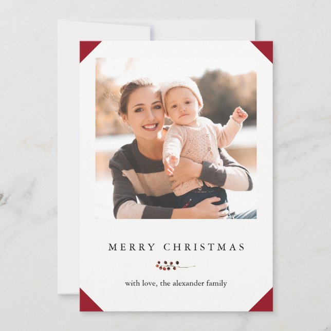 Joyeux Noël rouge et blanc Carte photo (Devant)