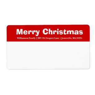Joyeux Noël rouge et blanc Étiquettes de livraison