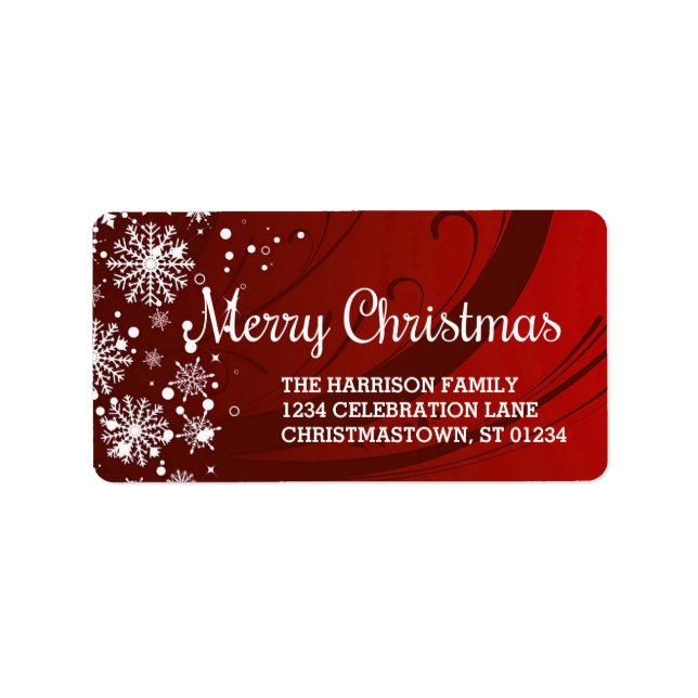 Joyeux Noël (rouge) Étiquette de adresse (Devant)