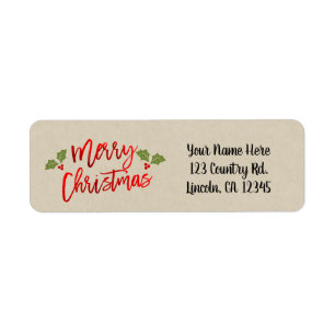 Joyeux Noël Rouge Faux Foil Script moderne Kraft