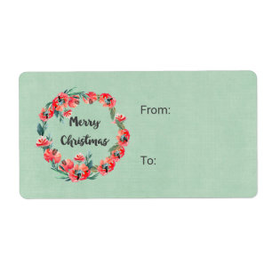 Joyeux Noël Rouge Floral Aquarelle Wreath