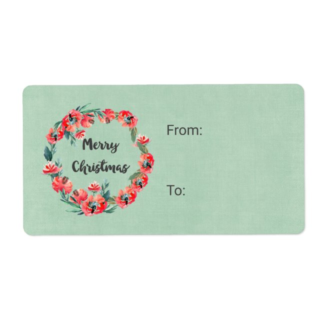 Joyeux Noël Rouge Floral Aquarelle Wreath (Devant)