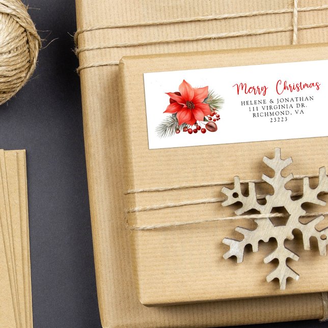 Joyeux Noël Rouge Holiday Adresse de retour (Merry Christmas Red Holiday Return Address Label)