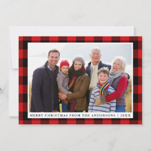 Joyeux Noël Rouge Plaid Carte photo de famille