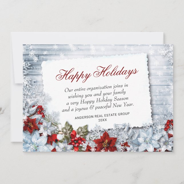 Joyeux Noël Rouge Poinsettia Russe Carte de vacanc (Devant)