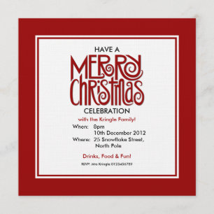 Joyeux Noël rouge Thème Fête Invitation