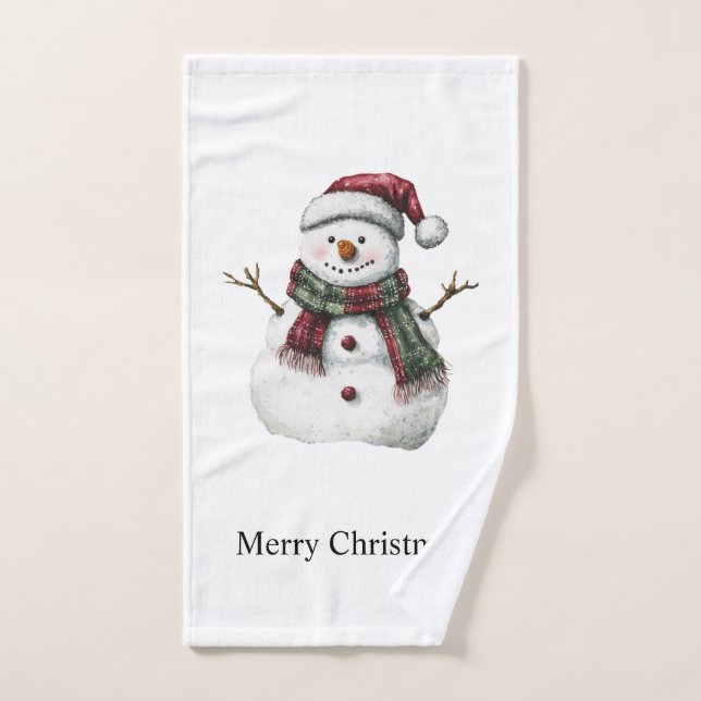 Joyeux Noël Rouge Vert Snowman (Serviette à main)
