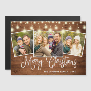 Joyeux Noël Rustique 3 PHOTO Carte magnétique