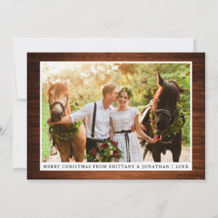 Joyeux Noël Rustique Bois Couple Carte photo