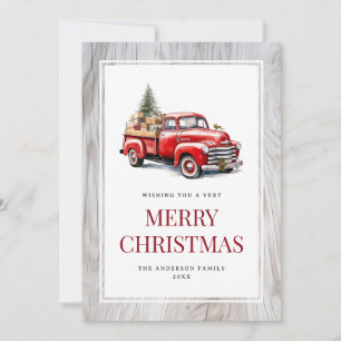 Joyeux Noël Rustique Cartes de Camion Rouge en Boi