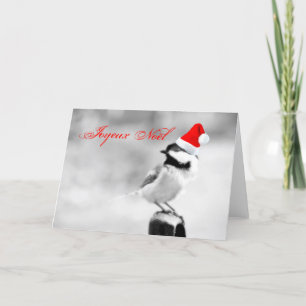 Joyeux Noël Santa Chickadee Holiday Card