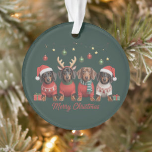 Joyeux Noël Santa Renne Dachshund Weiner 