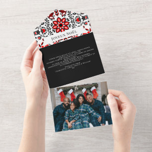 Joyeux Noël Scandinavian Pattern Christmas All In One Invitation