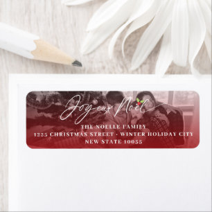 Joyeux Noel Script Christmas Photo Address Labels