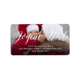 Joyeux Noel Script Photo Christmas Address Labels