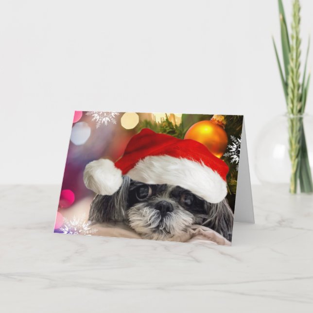 Joyeux Noël Shih Tzu Carte de voeux (Devant)