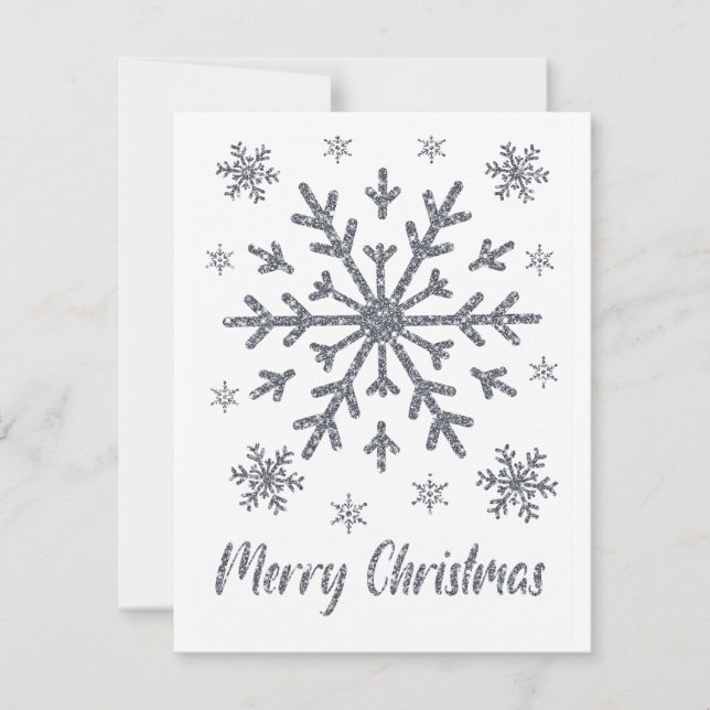 Joyeux Noël Silver Snowflakes Cartes blanches (Devant)