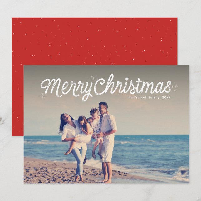 Joyeux Noël simple carte photo de vacances (Devant / Derrière)