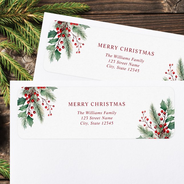 Joyeux Noël Simple Floral Adresse de retour (Créateur téléchargé)