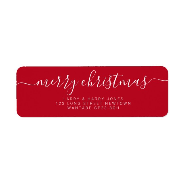 Joyeux Noël simple main rouge Étiquette (Devant)