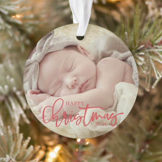 Joyeux Noël Simple Script Photo Personnalisée Baby (Arbre)