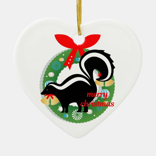 joyeux noël skunk céramique ornement (Devant)