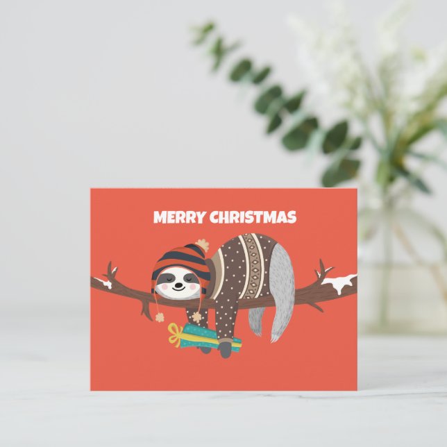 Joyeux Noël Sloth carte postale (Debout devant)