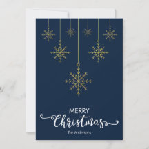 Joyeux Noël Snowflakes Carte de Noël bleue