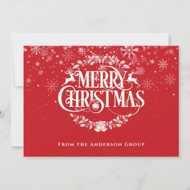 Joyeux Noël Snowflakes Office Carte de vacances (Devant)