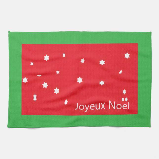 Joyeux Noel Snowflakes serviette de cuisine (Horizontal)