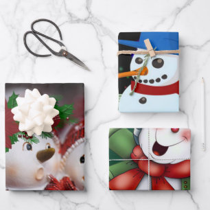 Joyeux Noël Snowman enveloppant feuilles de papier