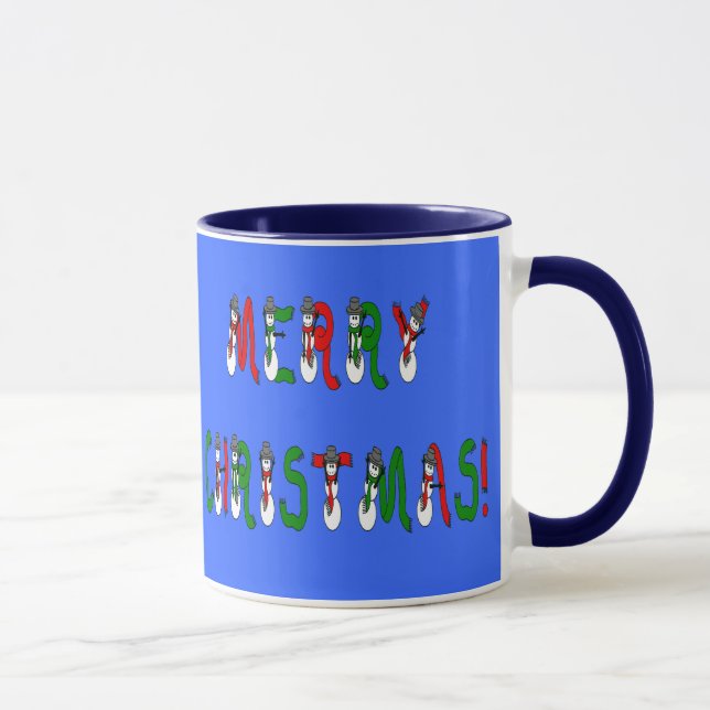 Joyeux Noël Snowman Font Mug (Droite)