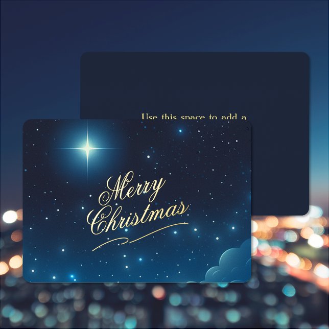 Joyeux Noël Star Foil Carte de vacances (Merry Christmas Star Foil Holiday Card (front and back))
