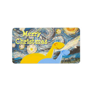 Joyeux Noël Starry Night Dinos Stickers Étiquette