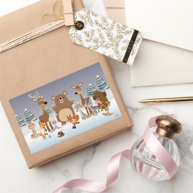 Joyeux Noël! Sticker pour animaux de forêt mignons (Cadeaux)