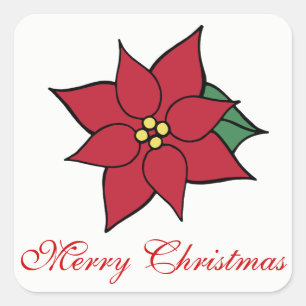 Joyeux Noël Stickers Poinsettia Rouge