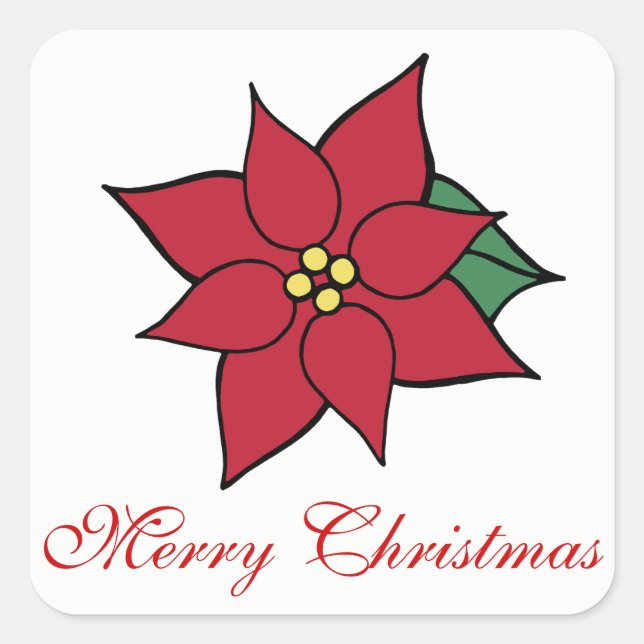 Joyeux Noël Stickers Poinsettia Rouge (Devant)