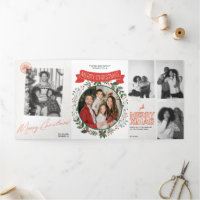 Joyeux Noël Triple Lettre pliée Invitation