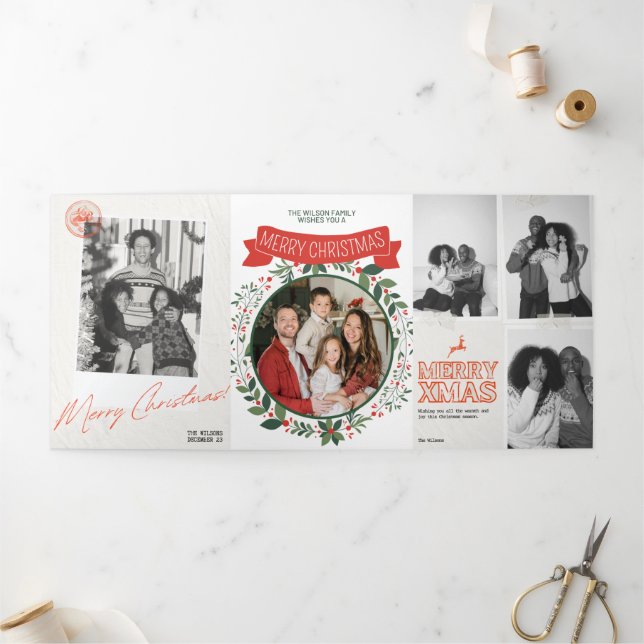 Joyeux Noël Triple Lettre pliée Invitation (Extérieur)