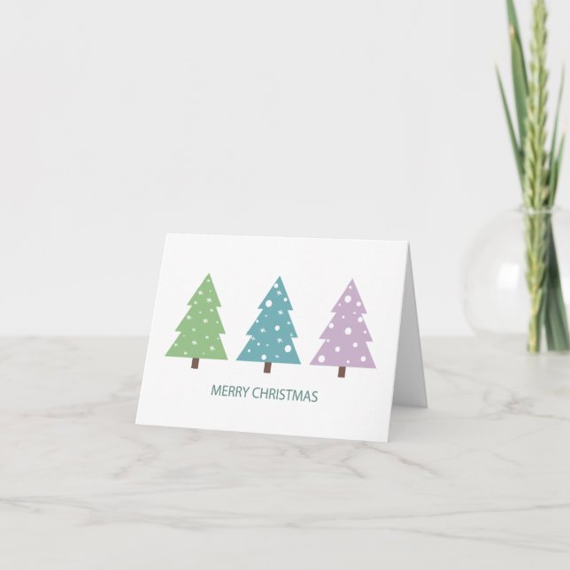 Joyeux Noël Trois Arbres Carte de Noël (Devant)