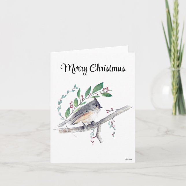 Joyeux Noël Tufé Titsouris Bird Carte de vacances (Devant)