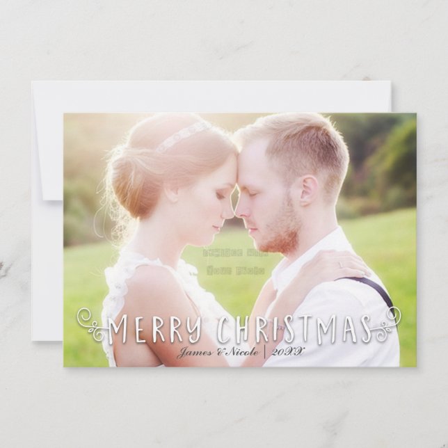 Joyeux Noël Typographie Carte photo avant et arriè (Devant)