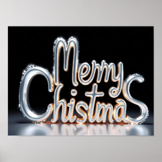 Joyeux Noël Typographie Luxueuse Affiche Papier H3
