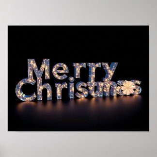 Joyeux Noël Typographie Luxueuse Affiche Papier H4
